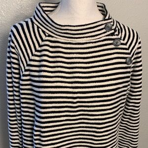 Loft size, medium, Striped Black and White Button thick cotton top